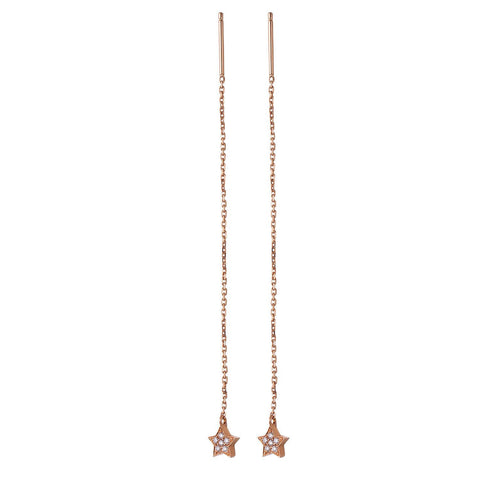 14k Rose Gold Diamond Star Thread Through Earrings