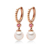14k Rose Gold 5-5.5mm Akoya Pearl and Pink Tourmaline Earrings