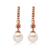 14k Rose Gold 5-5.5mm Akoya Pearl and Pink Tourmaline Earrings