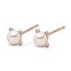 14k Rose Gold 4-4.5mm Akoya Pearl and Diamond Stud Earrings