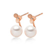 14k Rose Gold 8-8.5mm Akoya Pearl and Diamond Flower Jacket Earrings