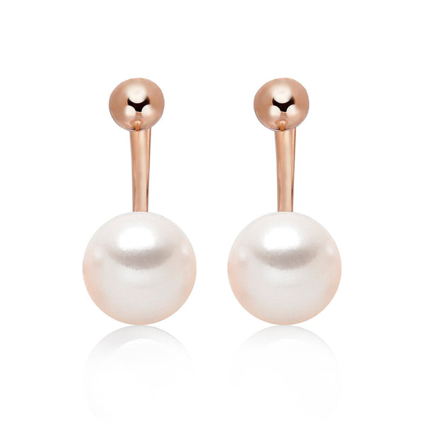 14k Rose Gold 7-7.5mm Akoya Pearl Jacket Pearl Earrings