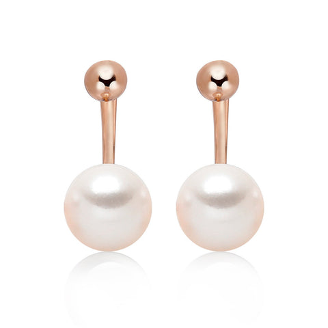 14k Rose Gold 7-7.5mm Akoya Pearl Jacket Pearl Earrings