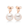 14k Rose Gold 8-8.5mm Akoya Pearl and Diamond Flower Jacket Earrings