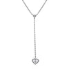 14k White Gold Diamond Heart Lariat Necklace