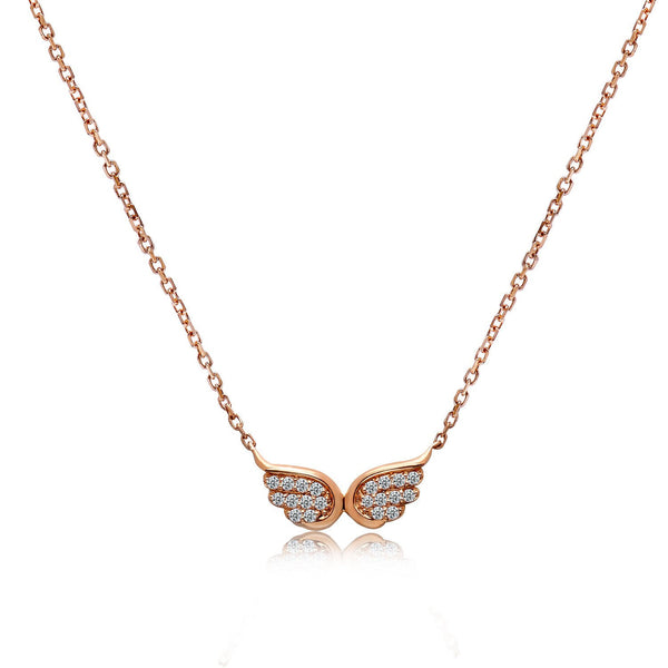 14k Rose Gold Diamond Wings Necklace