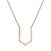 14k Rose Gold Diamond Open Arrow Necklace