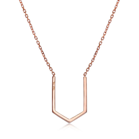 14k Rose Gold Diamond Open Arrow Necklace