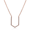 14k Rose Gold Diamond Open Arrow Necklace
