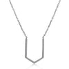 14k White Gold Diamond Open Arrow Necklace