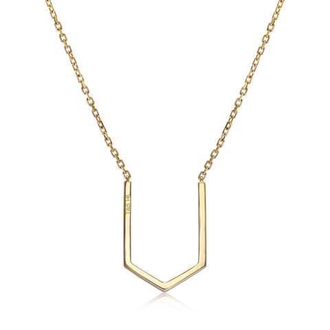 14k Yellow Gold Diamond Open Arrow Necklace