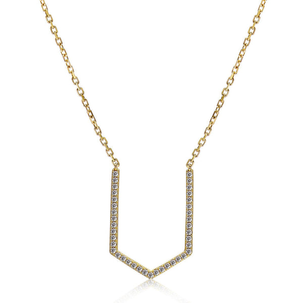 14k Yellow Gold Diamond Open Arrow Necklace