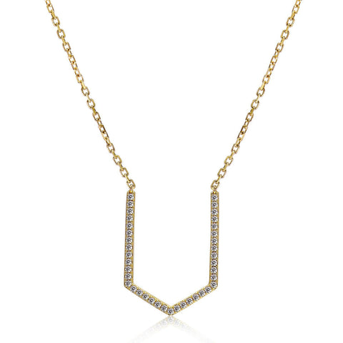 14k Yellow Gold Diamond Open Arrow Necklace