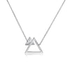14k White Gold Diamond Triangle Stud Necklace