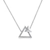 14k White Gold Diamond Triangle Stud Necklace