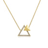 14k Yellow Gold Diamond Triangle Stud Necklace