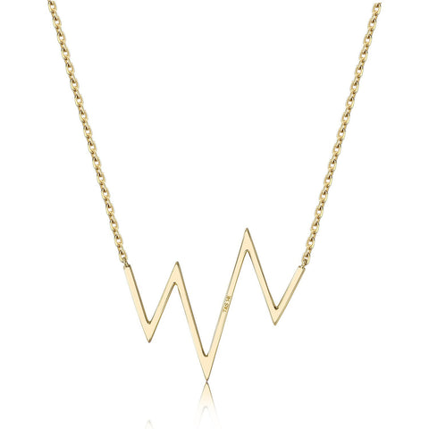 14k Yellow Gold Diamond Heartbeat Necklace