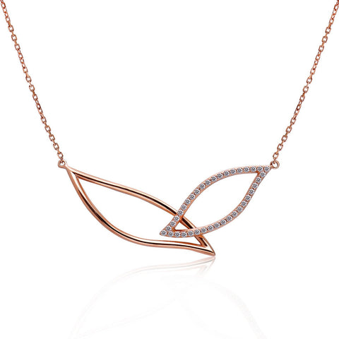14k Rose Gold Diamond Petal Necklace
