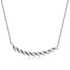 14k White Gold Diamond Feather Bar Necklace