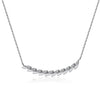 14k White Gold Diamond Feather Bar Necklace