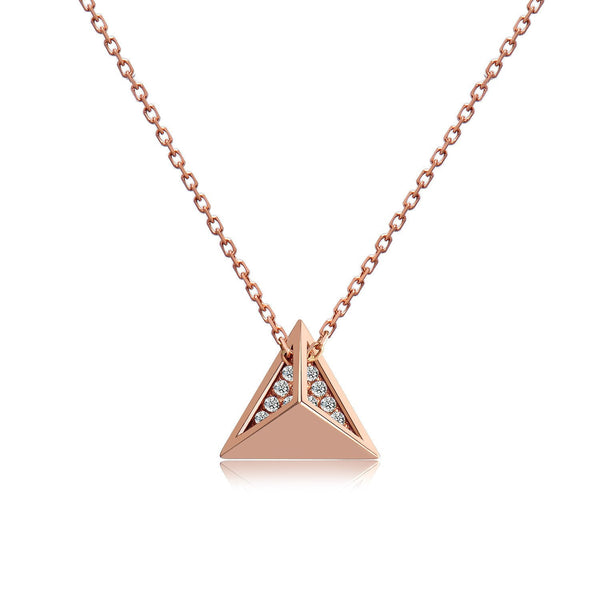 14k Rose Gold Diamond Stud Necklace