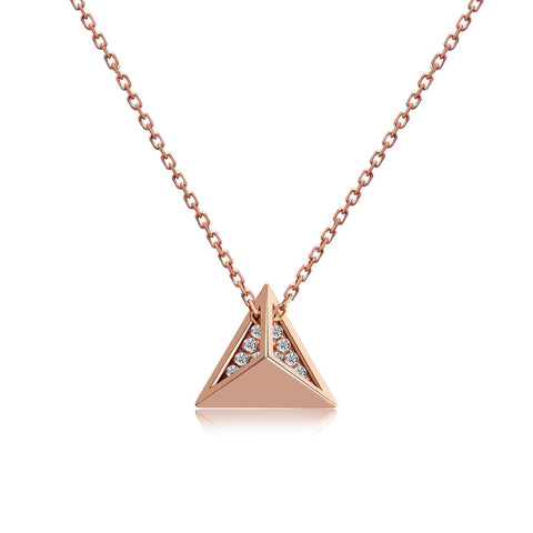 14k Rose Gold Diamond Stud Necklace