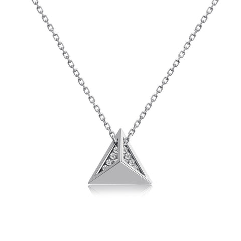 14k White Gold Diamond Stud Necklace