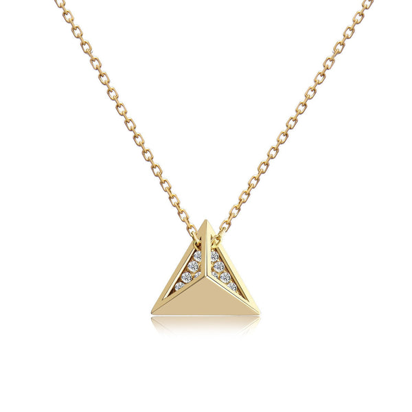 14k Yellow Gold Diamond Stud Necklace