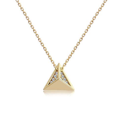 14k Yellow Gold Diamond Stud Necklace