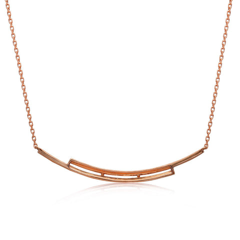 14k Rose Gold Diamond Double Bar Necklace