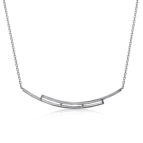 14k White Gold Diamond Double Bar Necklace
