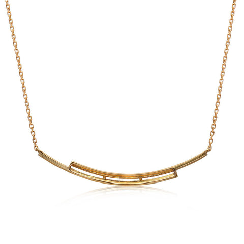 14k Yellow Gold Diamond Double Bar Necklace