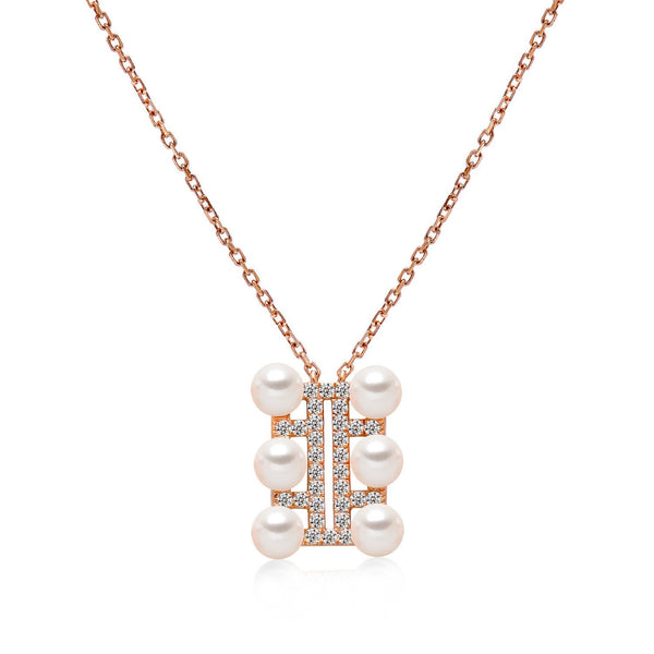 14k Rose Gold 4.5-5mm Akoya Triple Row Necklace