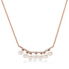 14k Rose Gold 4-4.5mm Akoya and Diamond Geo Bar Necklace