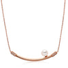 14k Rose Gold 6-6.5mm Akoya and Diamond Curved Bar Necklace