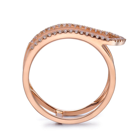 14k Rose Gold Diamond Open Arrow Ring