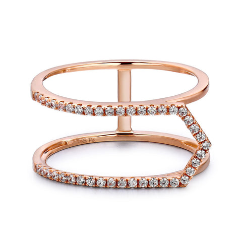 14k Rose Gold Diamond Open Arrow Ring