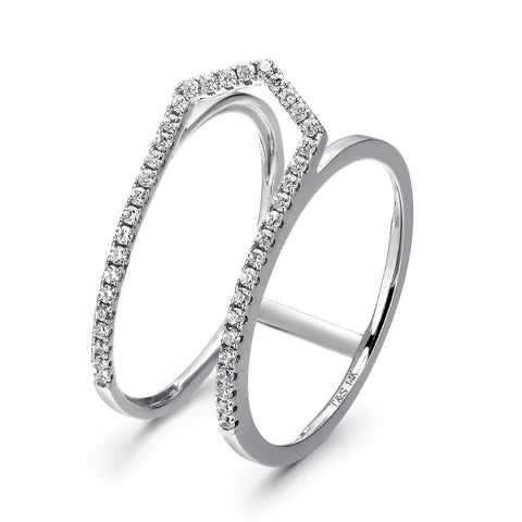 14k Yellow Gold Diamond Open Arrow Ring
