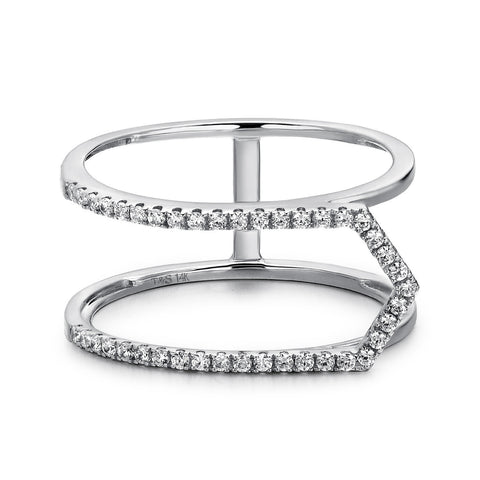 14k White Gold Diamond Open Arrow Ring
