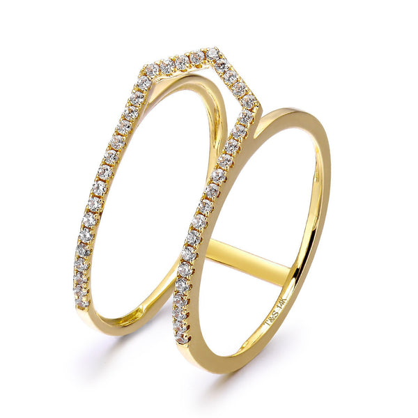 14k Yellow Gold Diamond Open Arrow Ring