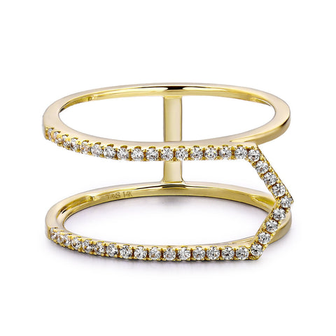 14k Yellow Gold Diamond Open Arrow Ring