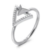 14k White Gold Diamond Triangle Stud Ring