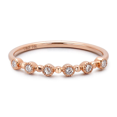 14k Rose Gold Diamond Stackable Ring