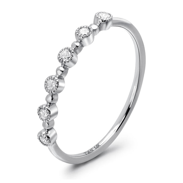 14k White Gold Diamond Stackable Ring