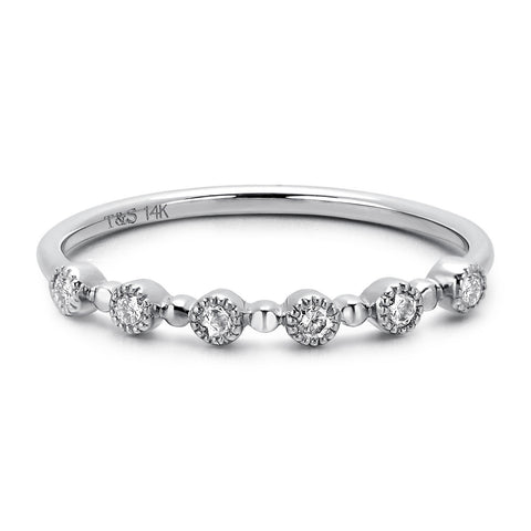 14k White Gold Diamond Stackable Ring