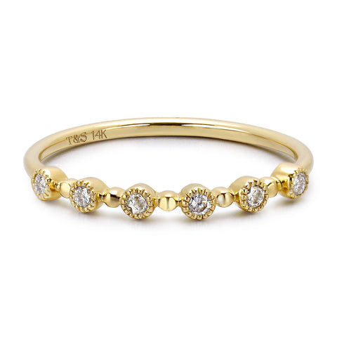 14k Yellow Gold Diamond Stackable Ring