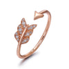 14k Rose Gold Diamond Feather Arrow Stackable Ring
