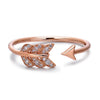 14k Rose Gold Diamond Feather Arrow Stackable Ring