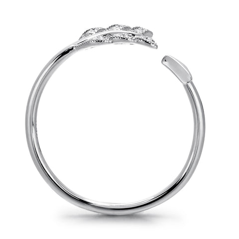 14k White Gold Diamond Feather Arrow Stackable Ring