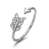 14k White Gold Diamond Feather Arrow Stackable Ring
